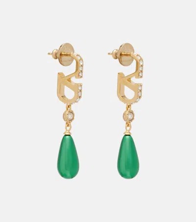 Valentino Garavani Vlogo Swarovski-embellished Earrings In Gold