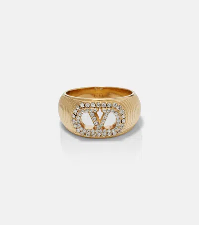 Valentino Garavani Vlogo Swarovski-embellished Ring In Gold