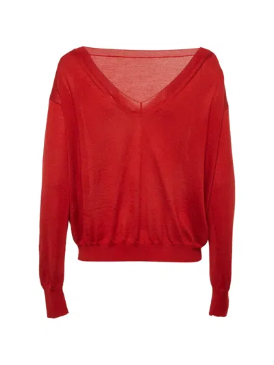 Pre-owned Valentino Vlogo Sweater In Red
