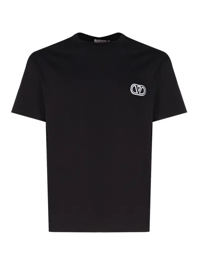 Valentino Vlogo T-shirt In Cotton In Negro