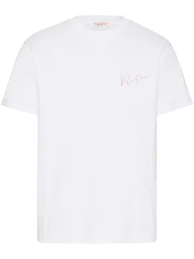 Valentino Crewneck Embroidered Graphic T-shirt In White