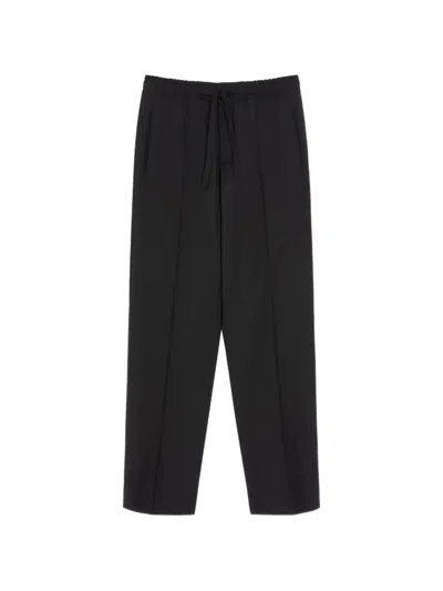 Valentino Garavani Tailored Wool-mohair Drawstring Waist Trousers With Side And Back Pockets In Black