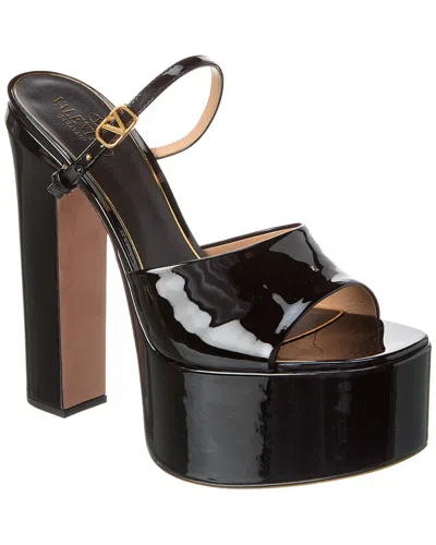 Valentino Garavani Valentino Vlogo Tan-go 155 Patent Platform Sandal In Black
