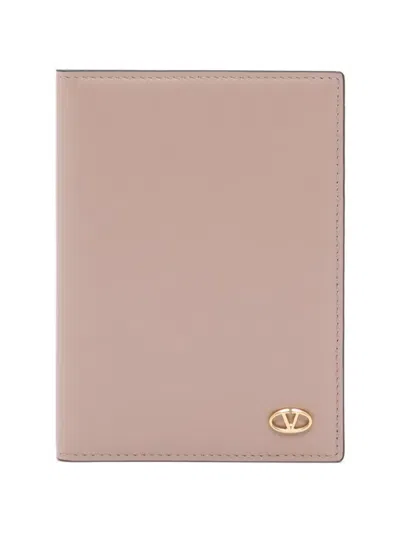 Valentino Garavani Vlogo The Bold Edition Calfskin Passport Cover In Pink