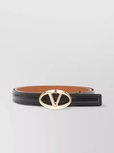 Valentino Garavani The Bold Edition Vlogo Belt In Leather Brown