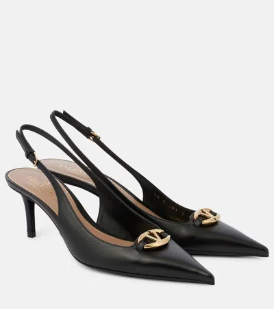 Valentino Garavani Vlogo The Bold Edition Leather Slingback Pumps In Black