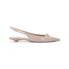 Valentino Garavani Vlogo The Bold Edition Pink Calf Leather Ballerinas In Beige