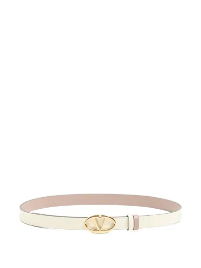 Valentino Garavani Vlogo The Bold Edition Reversible Calfskin Belt 20 Mm In White
