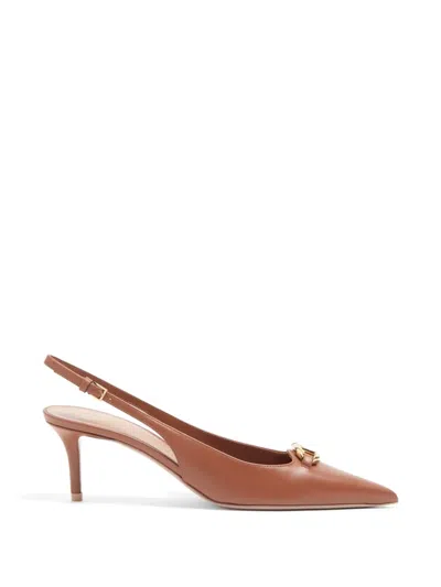 Valentino Garavani Vlogo The Bold Edition 小牛皮裹踝中跟鞋（6厘米） In Brown