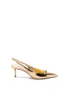 Valentino The Bold Edition Leather Slingback Pumps In Metallic