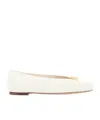 Valentino Vlogo Medallion Calfskin Ballerina Flats In White