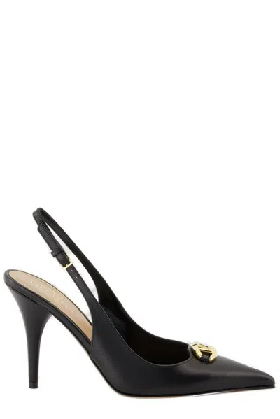 Valentino Garavani Valentino Vlogo The Bold Pointed Toe Slingback Pumps In Black