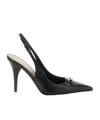 Valentino Vlogo 100 Embellished Patent-leather Slingback Pumps In Black