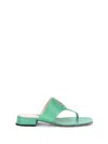 Valentino Vlogo Leather Thong Sandals With Squared Toe In Green