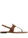 Valentino Garavani Vlogo Signature Leather Thong Sandals In Brown