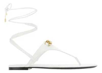 Pre-owned Valentino Garavani Vlogo Thong Sandals (women's) Sneakers In White