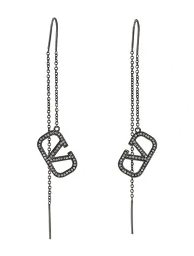 Pre-owned Valentino Garavani Vlogo Threader Drop Earrings In Multicolor