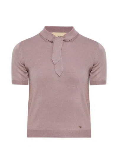 Valentino Vlogo Tie-neck T-shirt In Purple