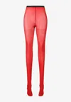 Valentino Womens Stripe Logo Stretch-woven Tights Paris Nero