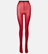 Valentino Womens Stripe Logo Stretch-woven Tights Paris Nero In Red