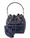 Valentino Small Vlogo Toile Bucket Bag In Blue