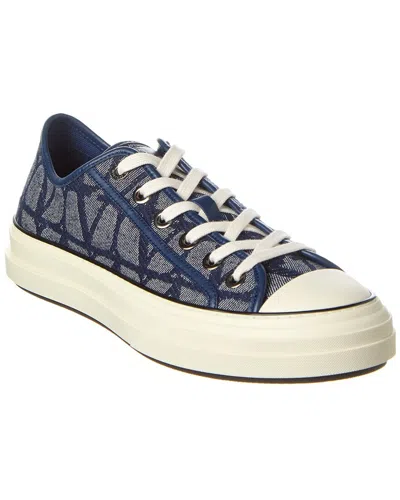 Valentino Garavani Vlogo Toile Iconographe Canvas & Leather Sneaker In Blue