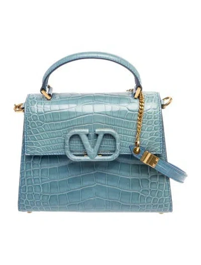 Pre-owned Valentino Garavani Vlogo Top Handle Bag In Blue
