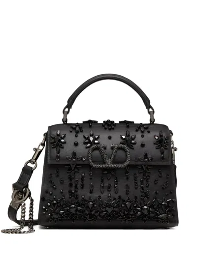 Valentino Garavani Vlogo Tote Bag In Jet Black Ruthenium