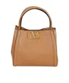 Valentino Grainy Calfskin Handbag In Brown