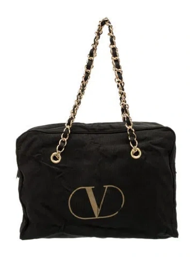Pre-owned Valentino Garavani Vlogo Tote Vintage In Black