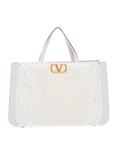 Pre-owned Valentino Garavani Vlogo Tote In White