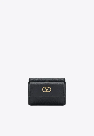 Valentino Garavani Vlogo Leather Wallet In Orange