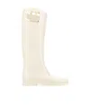 Valentino Vlogo Type Patent Rain Boots In Ivory White