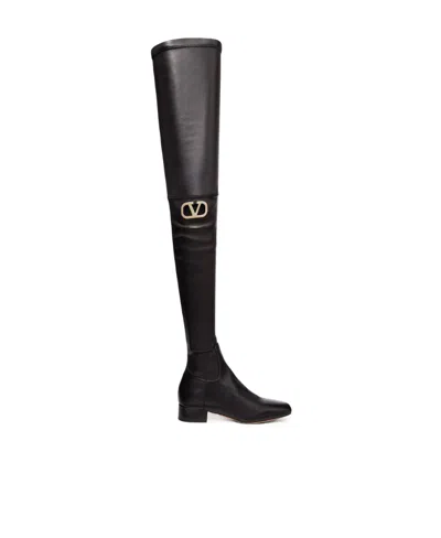 Valentino Garavani Vlogo Type Stretch Over-the-knee Boots In Black