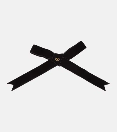 Valentino Garavani Valentino Vlogo Signature Bow Velvet Hair Clip In Black