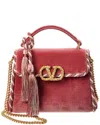 Valentino Vlogo Velvet Shoulder Bag In Pink