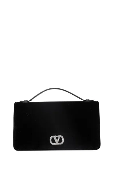 Valentino Garavani Vlogo Velvet Wallet In Black