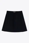 Valentino Elegant Navy Mini Skirt With Vlogo Waistband In Blue