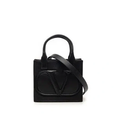 Pre-owned Valentino Garavani Vlogo Walk Tote Mini In Black