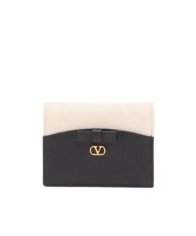 Valentino Garavani Vlogo Wallet In Light Ivory/black