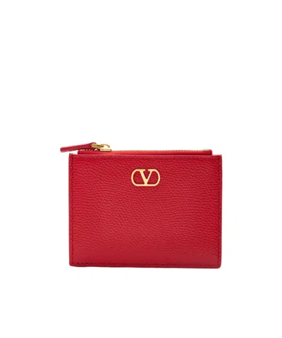 Valentino Garavani Vlogo Wallet In Red