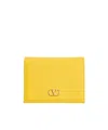 Valentino Garavani Vlogo Signature Grainy Calfskin Wallet Woman Yellow Uni In Yellow