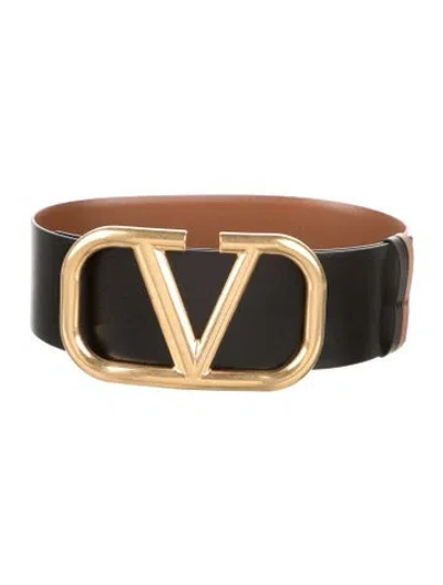 Pre-owned Valentino Garavani Vlogo Wide Belt In Black