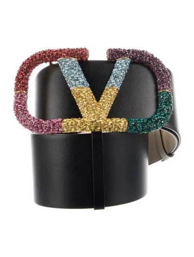 Pre-owned Valentino Garavani Vlogo Wide Belt In Black/neutrals