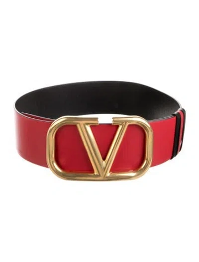 Pre-owned Valentino Garavani Vlogo Wide Belt Kit In Red
