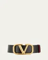 Valentino Vlogo Wide Box Leather Belt, 70mm