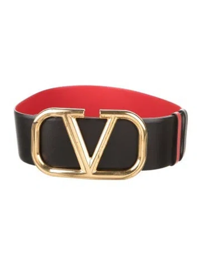 Pre-owned Valentino Garavani Vlogo Wide Waist Belt In Black
