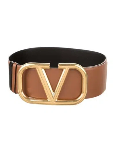 Pre-owned Valentino Garavani Vlogo Wide Waist Belt W/ Tags In Brown