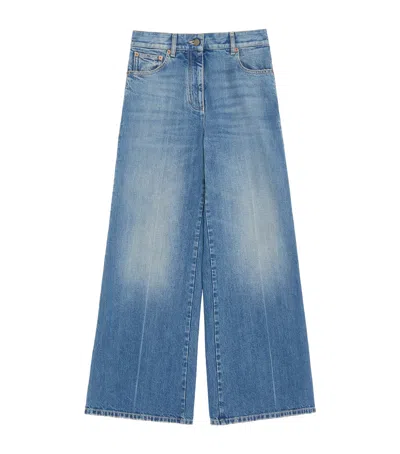 Valentino Vlogo Wide-leg Mid-rise Jeans In Multi
