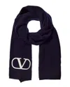 Valentino Vlogo Wool Scarf In Blue